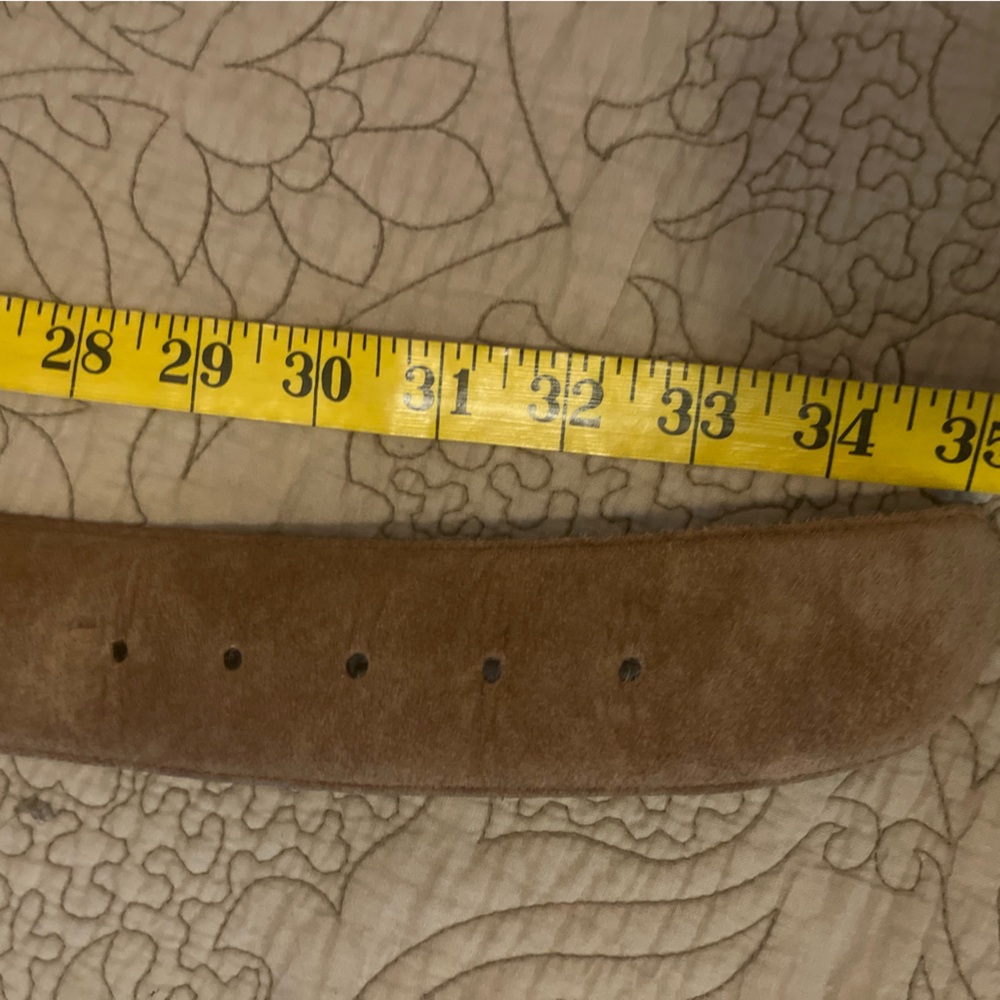 Y2K Big Wide Brown Suede Belt with Gold & Silver Buckle Sueded Pigskin, Size L - Picture 4 of 8